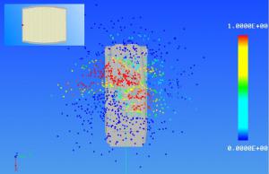 Figure 10: Top View Burst Point Markers Over Target – Curved Warhead End Diameter of 7 inches.