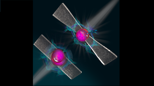 illustration - thin films of diamond stretched to create quantum bits