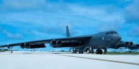 A B-52H Stratofortress bomber from Barksdale Air Force Base, La., sits on the runway at Andersen Air Force Base, Guam, in support of a U.S. Strategic Command bomber task force, April 17, 2021.