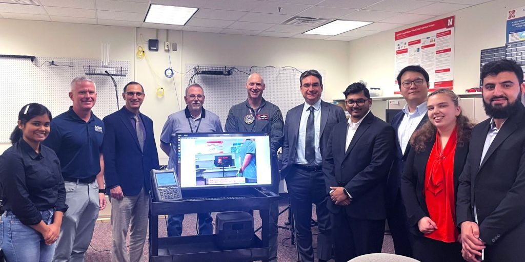 Project team members from NSRI, UNL and JEC during kick off meeting at the Cyber-Physical Networking Lab at the University of Nebraska–Lincoln, Lincoln, Nebraska, October 2024.