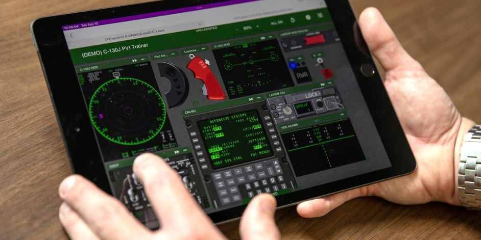 The Pilot Vehicle Interface (PVI) Trainer can run on ordinary tablet computers to enhance existing electronic warfare (EW) instruction for the crews of U.S. air mobility aircraft. (Credit: Sean McNeil, GTRI)