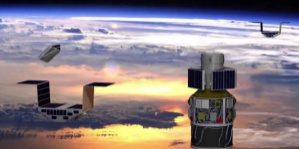 Global Navigation System microsatellite observatories hovering in space